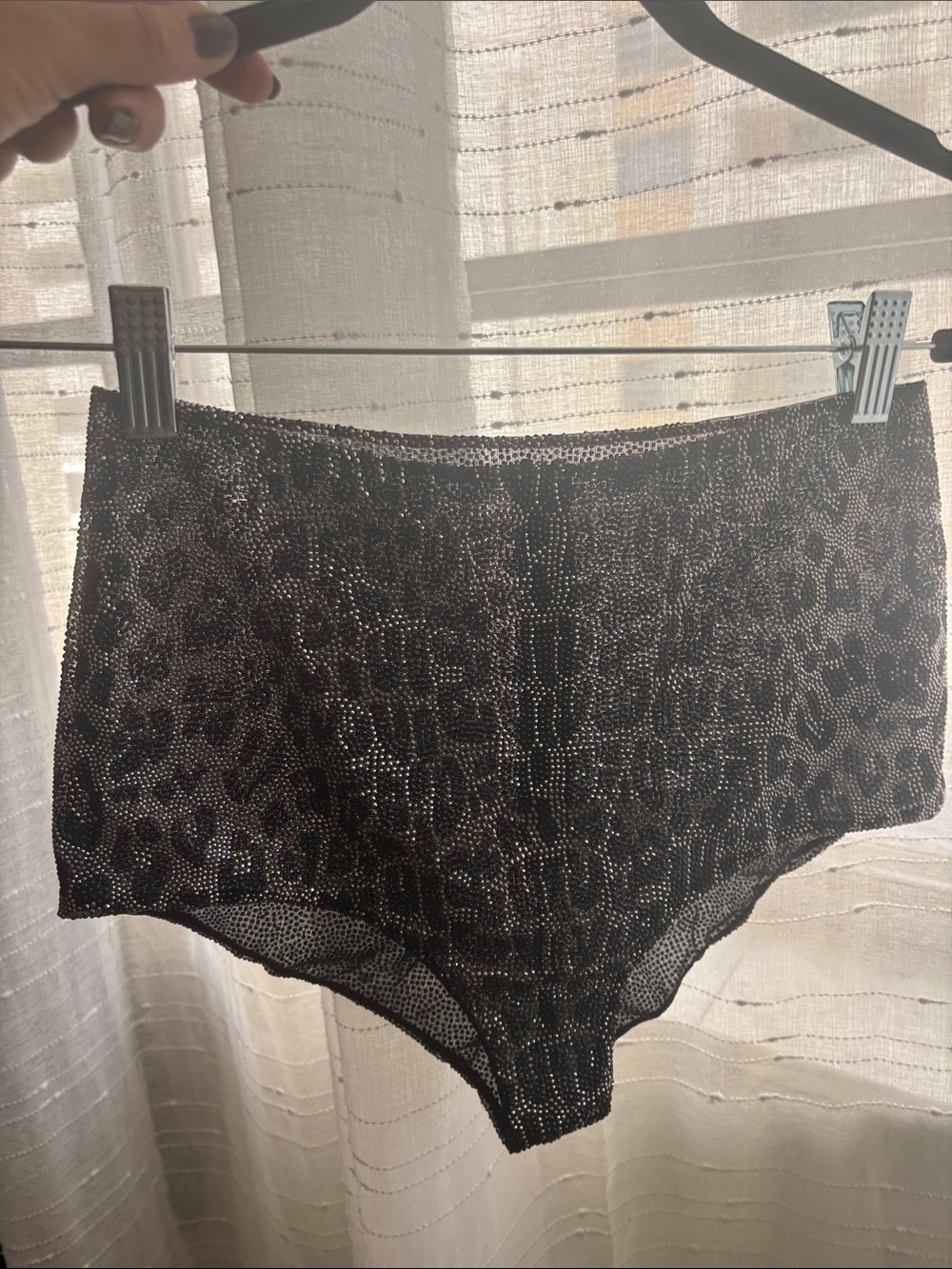 ERMANNO SCERVINO Black Sparkle Leopard High-Waist breifs/Shorts